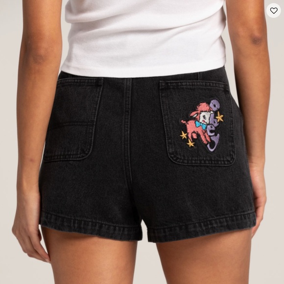 OBEY Baby Lamb High Waisted Womens Denim Shorts NWT - Picture 3 of 6